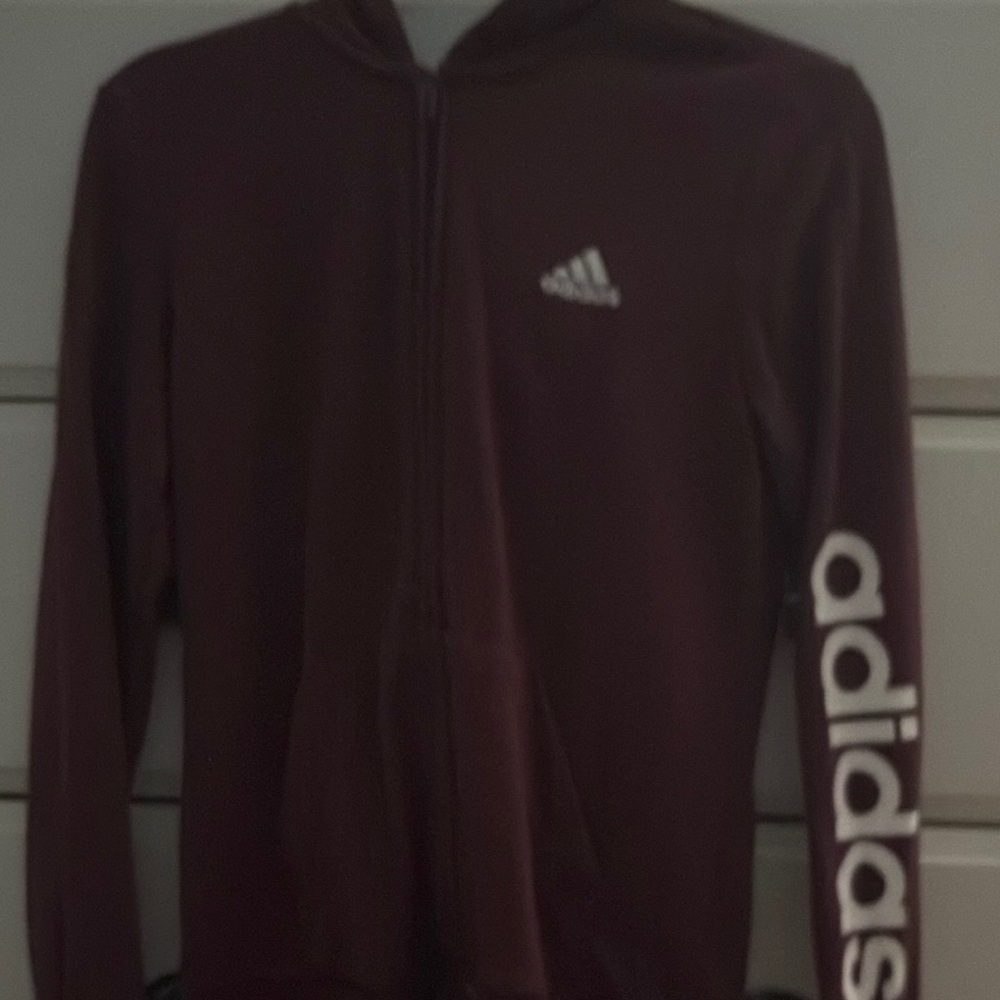 Adidas Burgundy Zip-Up Hoodie